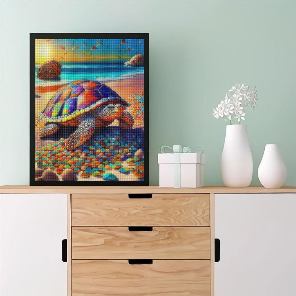 5d алмазная живопись животное морская черепаха полный круглый дом ручная вышивка крестиком горный хрусталь для домашнего декора 30x40 см/12x16 дюймов