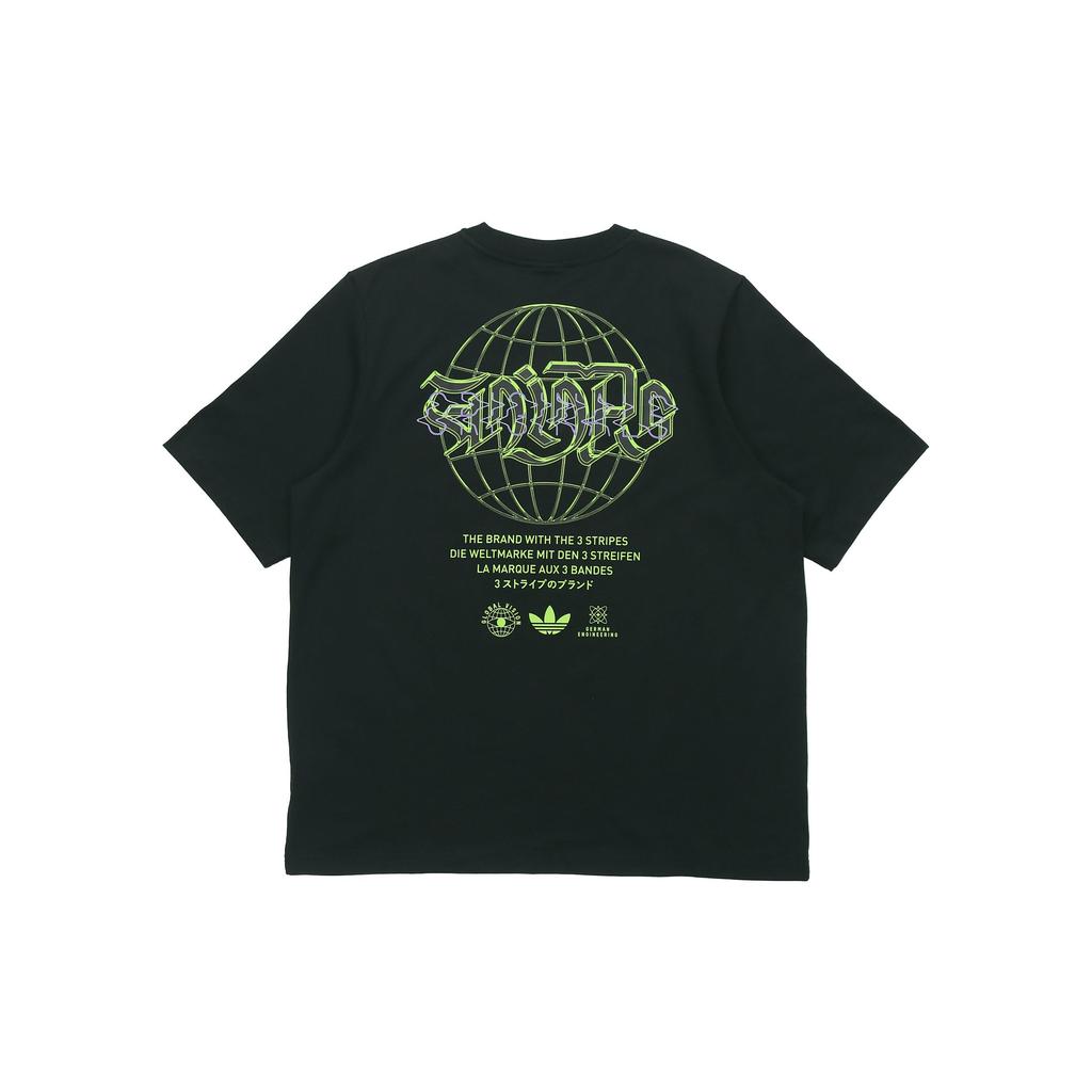 Adidas Originals Trefoil Back Earth Graffiti Print Short Sleeve T-Shirt Men Tops Black GK7223