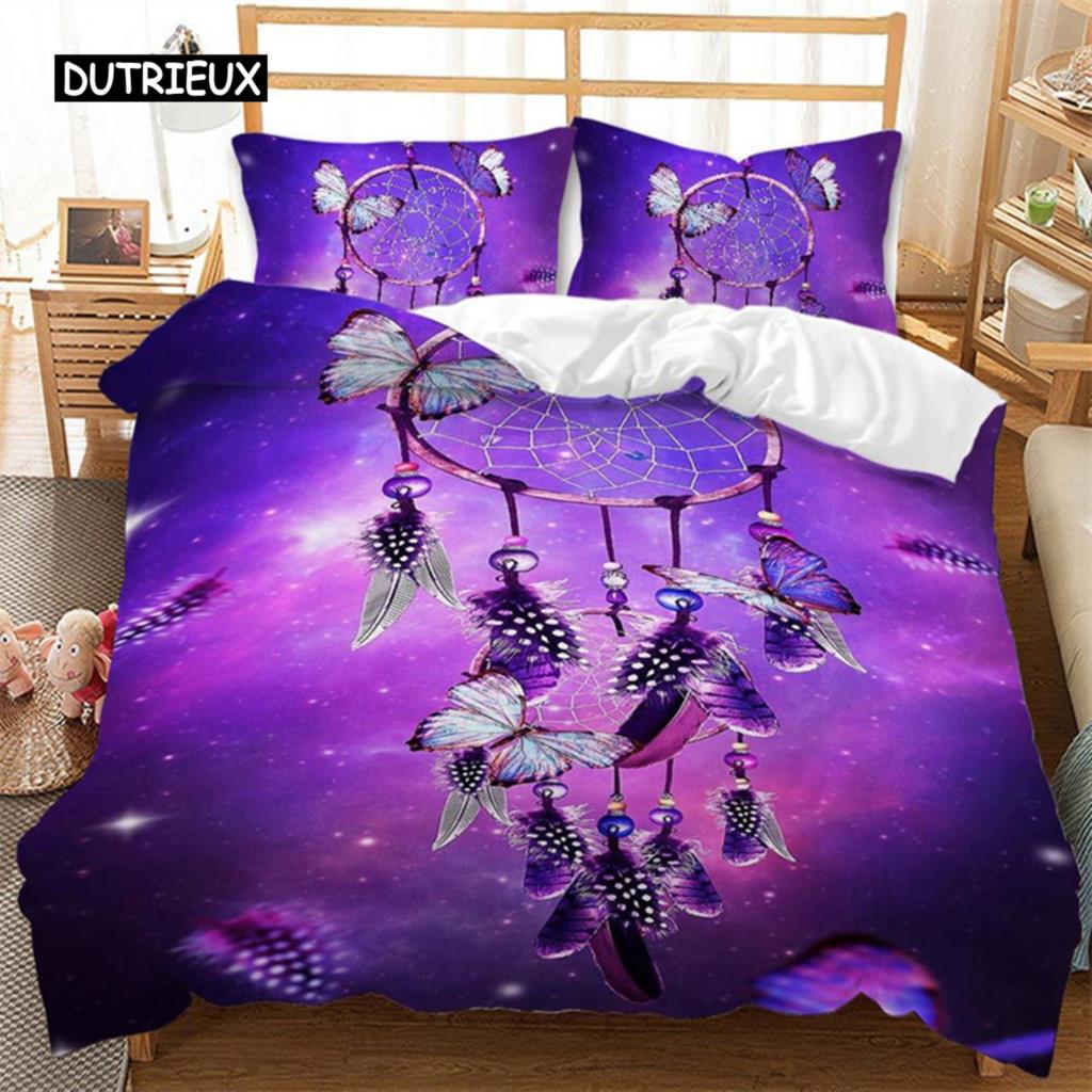 Пододеяльник Dreamcatcher Bohemia Mandala Floral Feather Комплект постельного белья King Single для детей и взрослых Микрофибра Starry Sky Пододеяльник