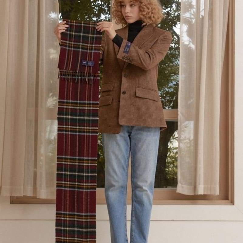 ABRAHAM MOON Шарф из мериносовой шерсти 25 см - Овсяный Бургунди