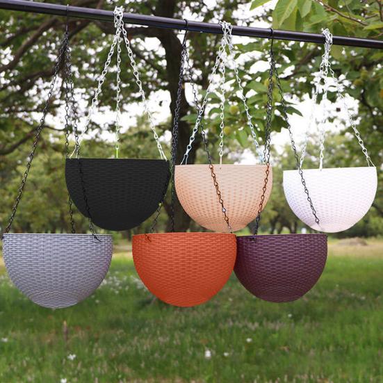 1 Set Flower Pot Quick Drain Handmade Strong Load-bearing Indoor Water Self-absorbing Flower Basket with Hook Home Decor