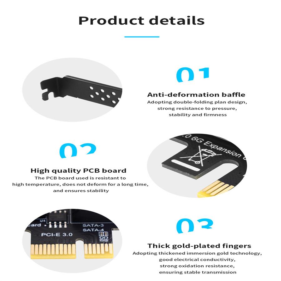 SATA PCIE 1X Adapter 10 Ports PCIE X4 X8 X16 To SATA 3.0 6Gbps Interface Rate Riser Expansion Card for Desktop PC Computer Converter Supports 32TB