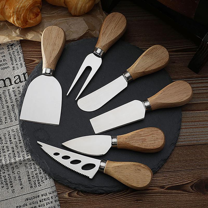 1Pc  Steel Stainless Cheese Knives With Bamboo Wood Handle Cheese Slicer Cheese