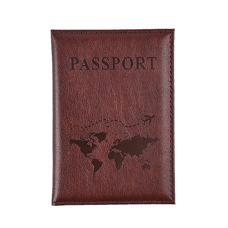 Pu Leather Card Case Cover Unisex Simple Passport Cover World Thin Slim Travel Passport Holder Wallet Gift