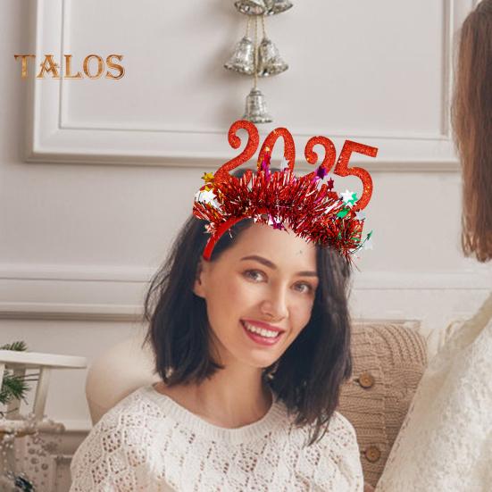 Обруч для волос с блестками для косплея 2025, декор в виде цифр, новогодняя повязка на голову, высокоэластичная дизайнерская повязка для волос, украшение для рождественской вечеринки