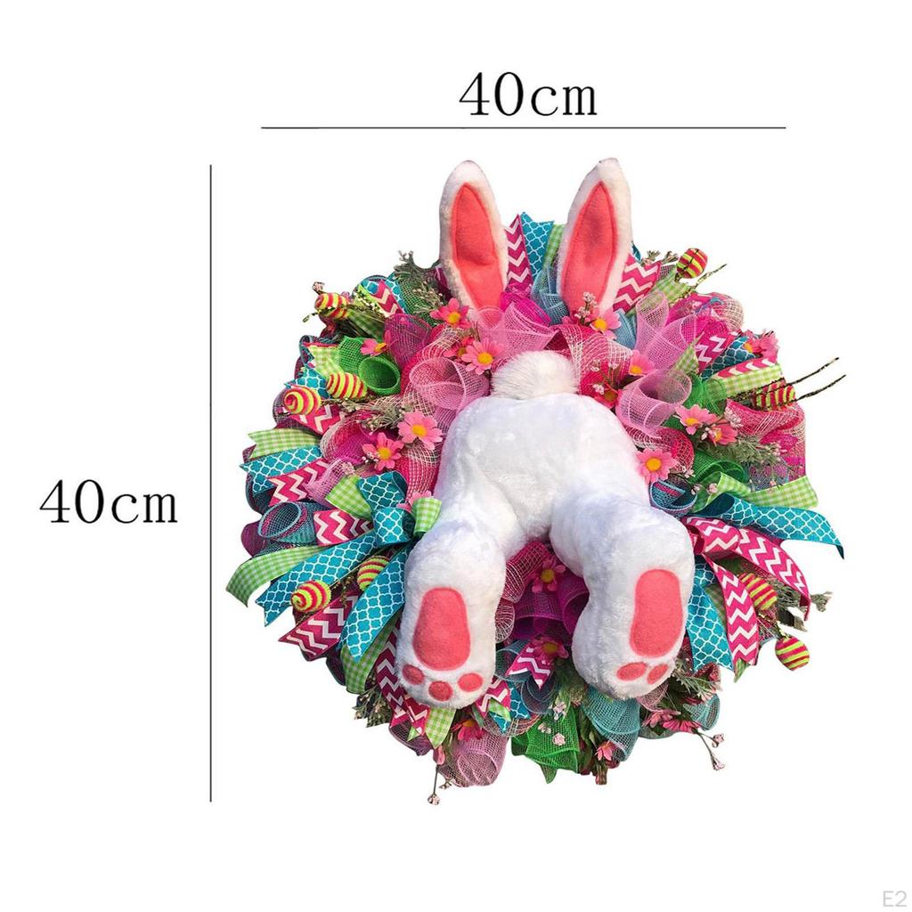 16inch Vibrant Easter Wreath Garland Front Thief Butt Ears Home decor Outdoor Decorations Ornaments