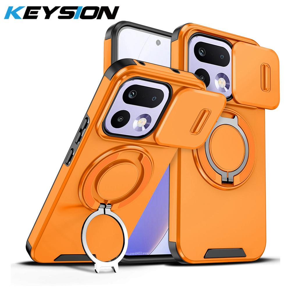 KEYSION Чехол для телефона OPPO Realme 16 Pro 5G 16 Pro+ с кольцом-подставкой 360°, с защитой камеры-слайдера, магнитный, противоударный
