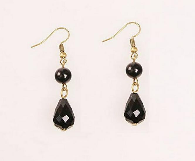Vintage Baroque Crystal & Lace Dangle Earrings for Women - Black.