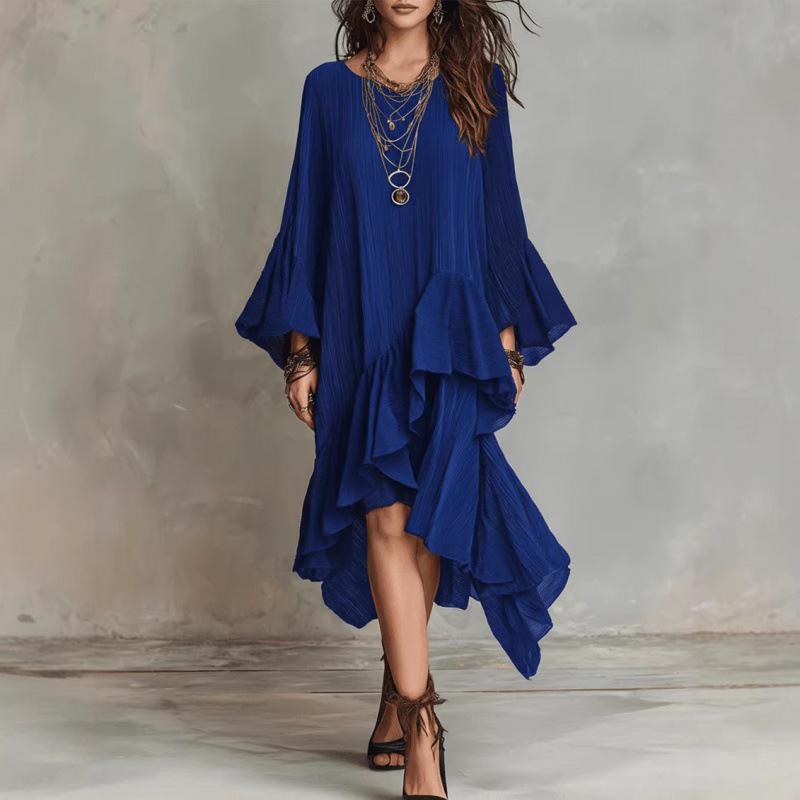 Elegant Asymmetrical Ruffle Black Dress - Spring/Summer 2026 Collection