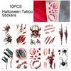 10 шт. наклейки для татуировки на Хэллоуин, шрам, временный косплей, боди-арт, наклейка для детей, пасхальный палец, реалистичный узор, наклейки для лица, жуткая атмосфера, вечеринка, мероприятие