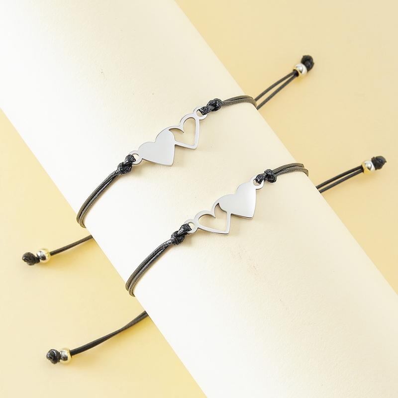 2/3/4x Розовые обещания Сердечные браслеты для пары Женщин Девушек Подростков с карточкой для пожеланий Регулируемые Парные Дружбы Браслеты