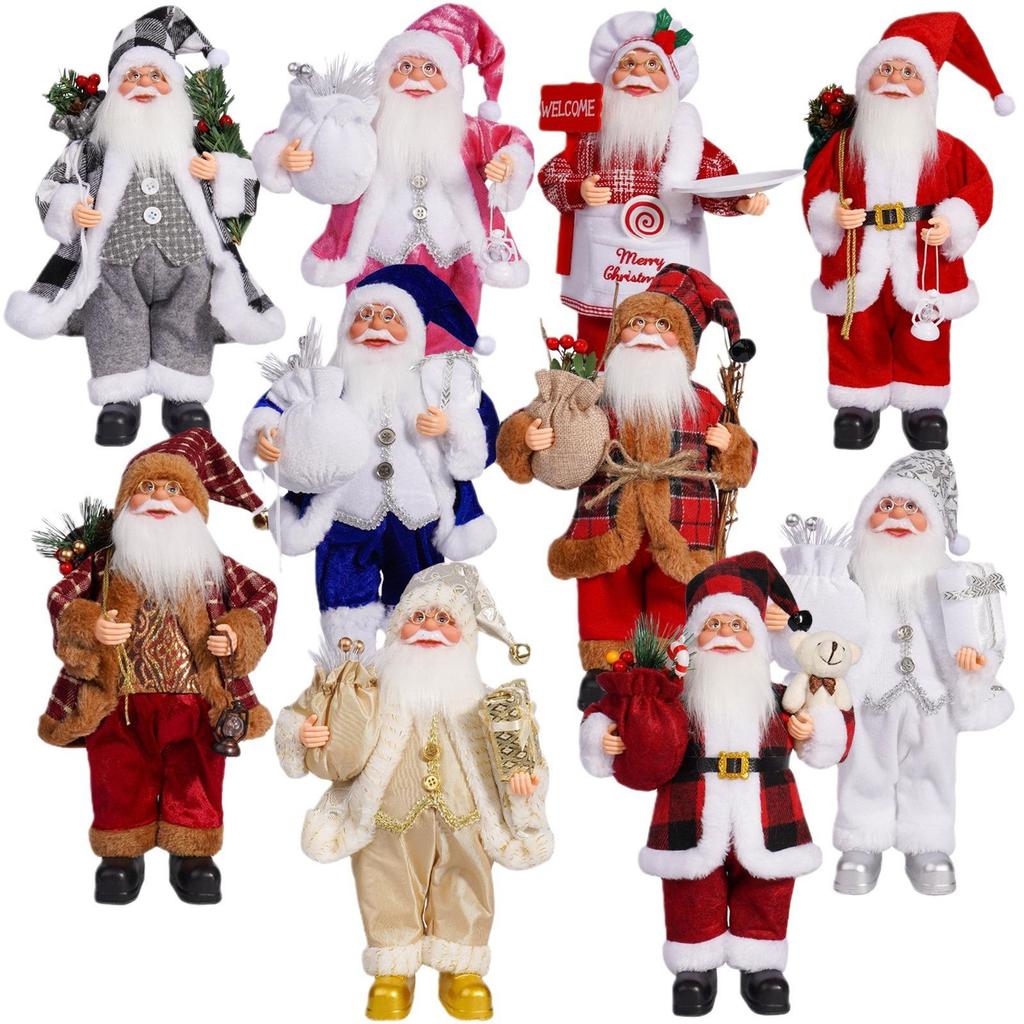 Christmas Santa Claus Figurine Family Kids Toy Doll Toy Gift New Year Gift Decoration for Holiday Party Fireplace Bedroom Decor