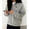 Women’s Petite Retro Half-Zip Polo Collar Sweatshirt - Spring/Fall 2025 Korean Style Loose Fit