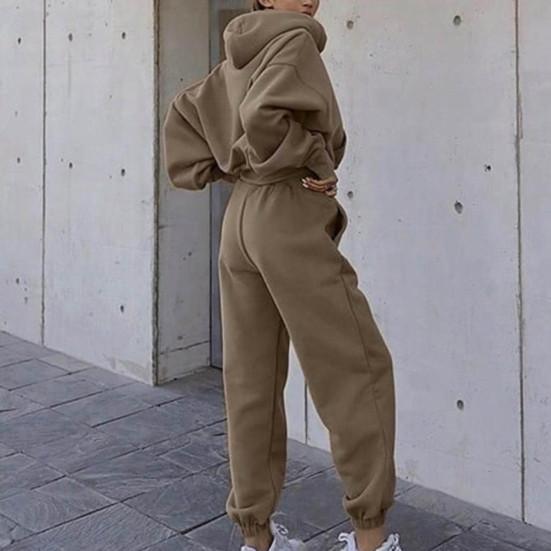 2 шт./компл. осенние брюки с капюшоном, комплект со свободной эластичной резинкой на талии, длинными рукавами, с капюшоном, однотонный, сохраняет тепло, толстый