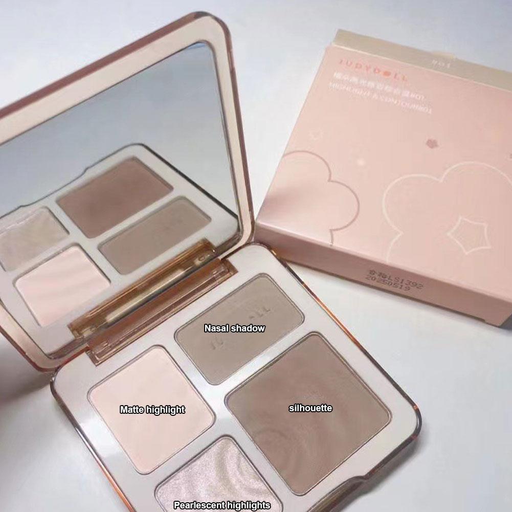 2 IN 1 Highlight Contouring Palette Matte Brightens Tear Cover Facial Tone Skin Groove W8T9