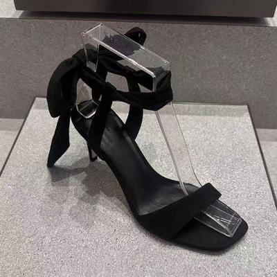 Модные летние босоножки на высоком каблуке для женщин 2025 Новый модный стиль Розовый сказочный стиль с юбкой Ремешок на одной линии Туфли на высоком каблуке