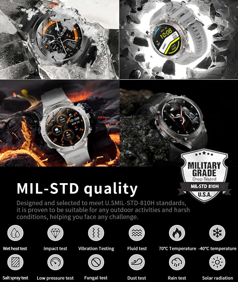 2025 НОВЫЕ Оригинальные Встроенные Двухдиапазонные GPS Мужские Смарт-часы Звонок по BT Фитнес Военные 10ATM IP68 Военный Спортивный Смарт-браслет для Xiaomi