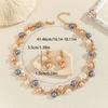 Fashion Elegant Pearl Necklace Leaf Rhinestone Colorful Pearl Necklace Women Jewelry Dangle Earrings Necklace Earrings Set Party