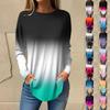 Tee Shirts For Women Fall Casual Long Sleeve Shirts Sweatshirt Gradient Printed Top Pullover