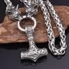 Men 'S Stainless Steel Necklace Viking Stainless Steel Wolf Head Thor 'S Hammer Pendant Necklace 
