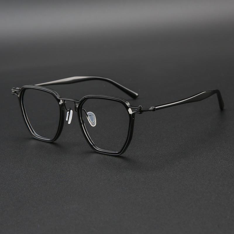 Мужская ретро оправа для очков из чистого титана 160 мм для широких лиц - Совместима с рецептурными линзами