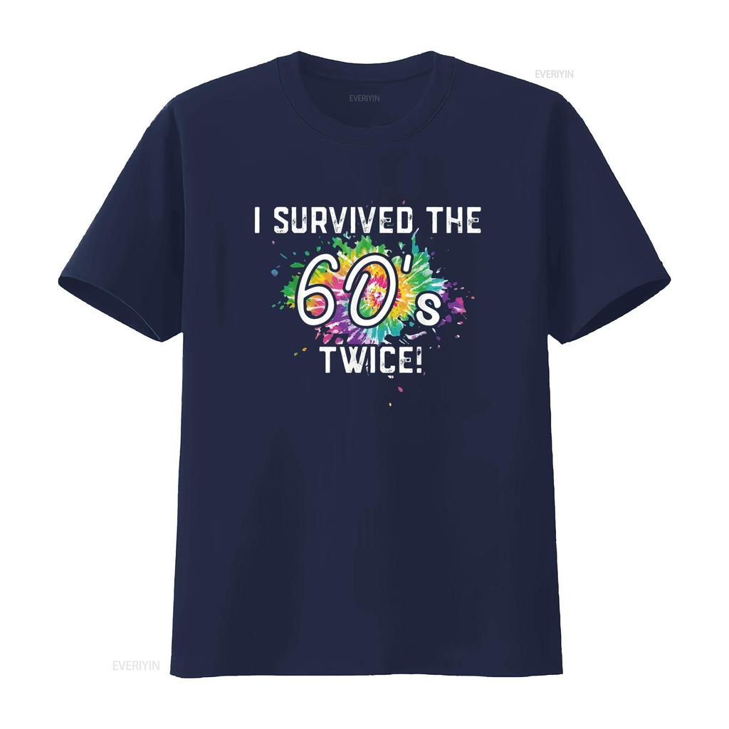 I survived the 60s twice T Shirt vintage Washed designer clothes Breathable homme Versatile graphic Slightly streetwear Unisex
