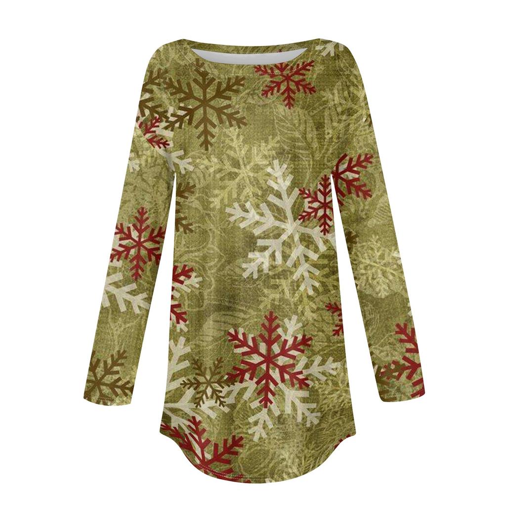 Футболки для женщин, осенние повседневные рубашки с длинным рукавом, толстовки с винтажным графическим принтом, топы, пуловеры, рождественские