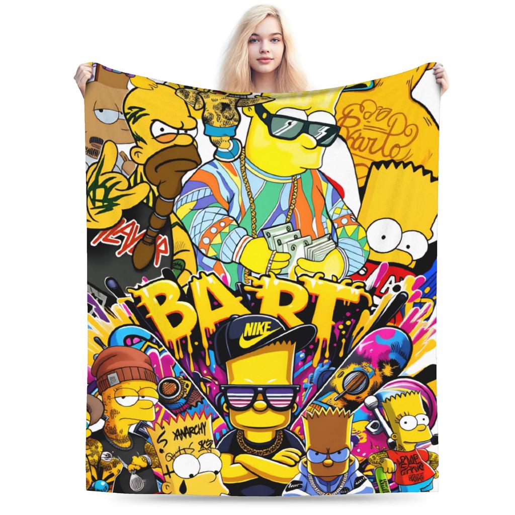 S-Simpsons Cartoon Background Throw Blanket Comfortable Novelty Blankets For Sofa Home Travel Office Flannel Bedspread Bed Cover