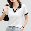 Лоскутные футболки для женщин, хлопковые летние отложные воротники Y2k, корейские женские повседневные топы с короткими рукавами, футболки