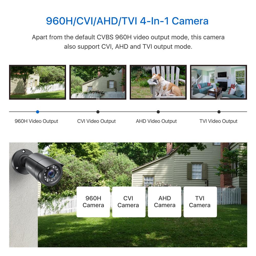 1080P 4 Pack HD TVI Security Cameras Outdoor Indoor Weatherproof Bullet Surveillance Camera for Analog CCTV DVR System EU PLUG