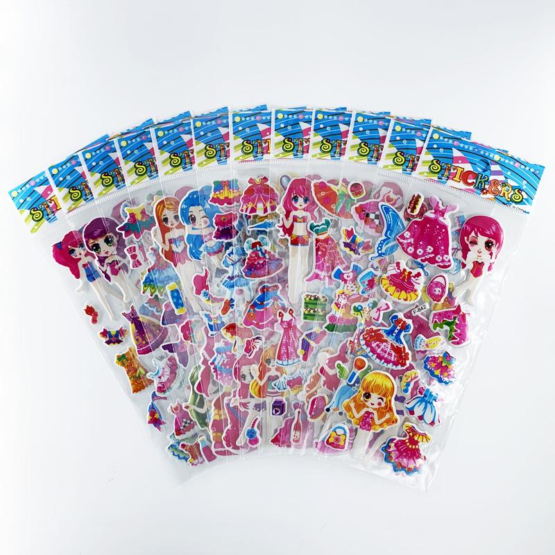 12 Sheetsset Marine Fish Pattern Kids 3D Cartoon Stickers Bubble Pvc Scrapbooking Sticker For Children Boys Girls Cute Gift