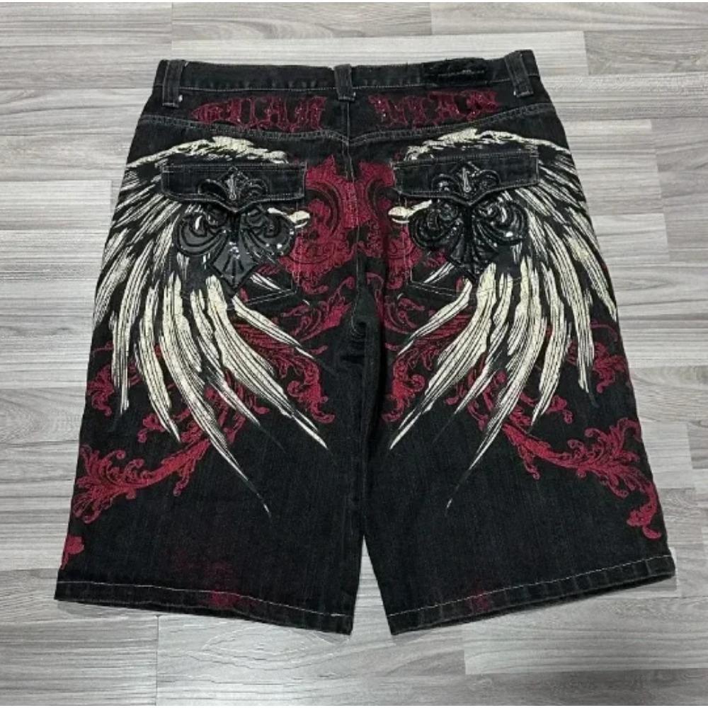 Джинсовые шорты RogueWave с винтажным графическим принтом, молодежные джинсовые шорты для скейтеров в стиле ретро, джинсы Y2k, мешковатые джинсовые шорты