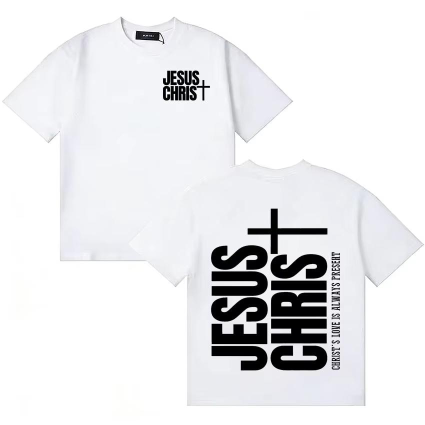 Summer Jesus CHRIST Double Sided Print Tshirts Hipster Men's Women cotton T Shirts Loose Cotton Vintage