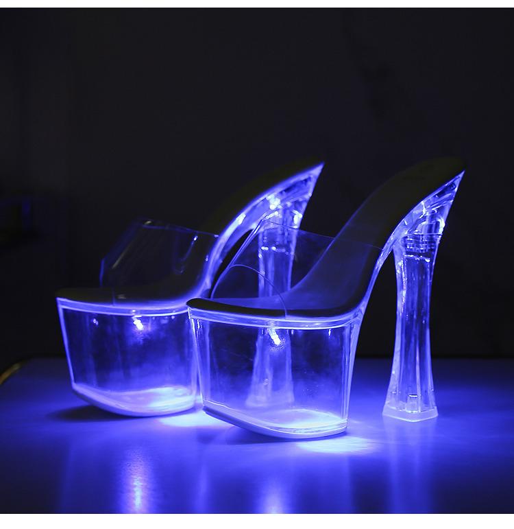 Women's Thick Heel Luminous High Night Club Shoes Sandals Shoes Catwalk Pole Dance Shoes Crystal Sole LFD-10367-Q2