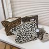 Большая косметичка с леопардовым принтом, холщовый органайзер для макияжа на молнии, дорожный бьюти-кейс для женщин