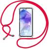 Protective Case - BOOLING - for Samsung Galaxy A55 5G - Shockproof - Transparent Silicone - Red Lanyard