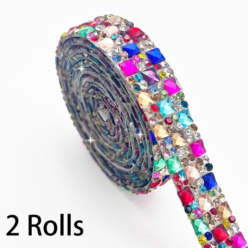 2 рулона стразовой ленты 1 ярд/рулон блестящая наклейка термоаппликация цепь лента для шляп сумок курток стекла DIY