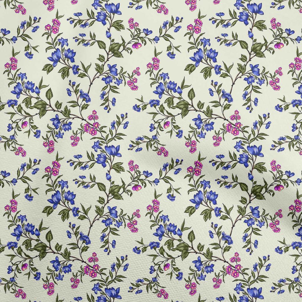 oneOone Cotton Flex Light Gray Fabric Floral Diy Clothing Quilting Fabric Print Fabric By Yard 40 Inch
