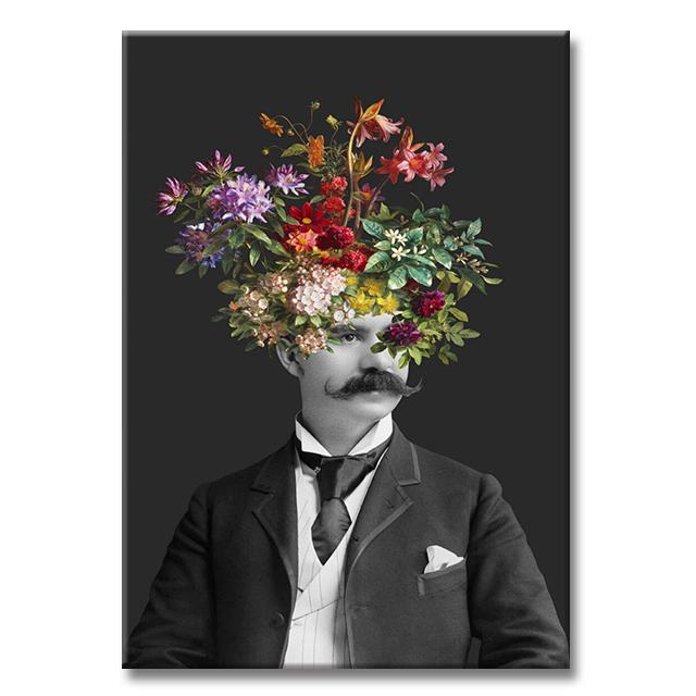 Винтажная Знаменитая Картина Девушка с Жемчугом Цветы Холст Постер Мона Лиза с Цветами Картина Куадрос Настенное Искусство Домашний Декор