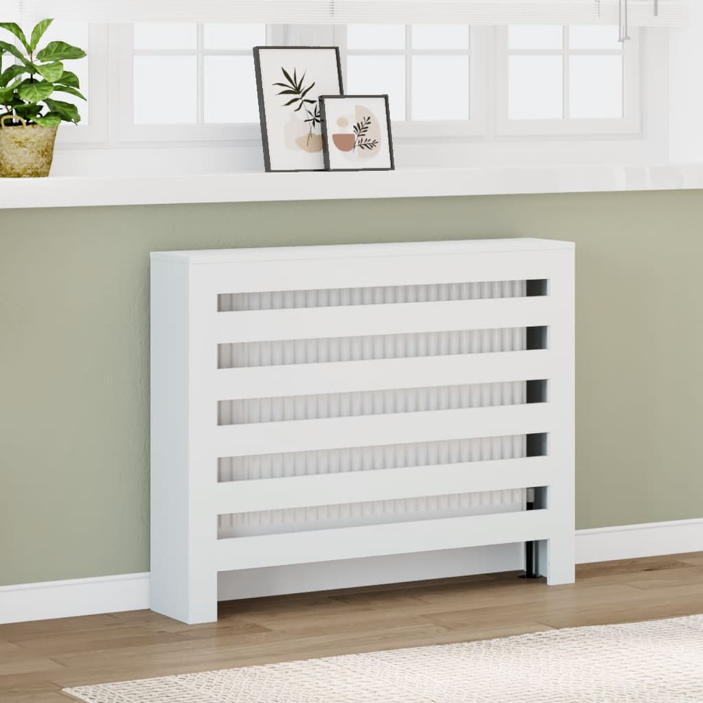 White Radiator Cover 104 x 20 x 82 cm Engineered Wood