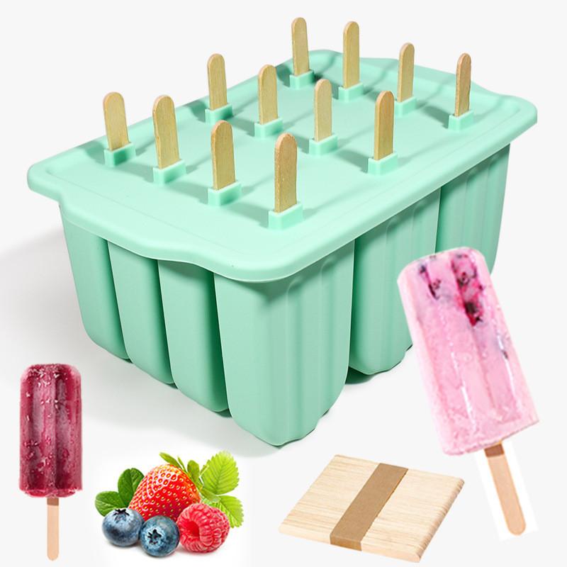 Silicone Ice Pop Molds 12 Cavity With Lid For Homemade Frozen Treats