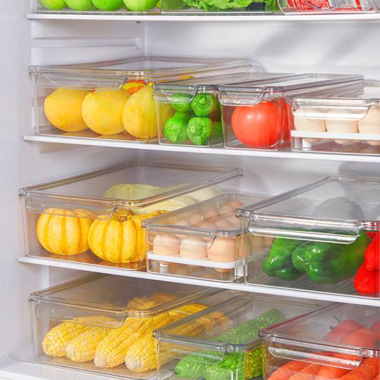 Ящик для хранения холодильника с крышкой Прозрачный штабелируемый футляр для фруктов и овощей Органайзер для яиц Чехол для организации продуктов питания Коробка для яиц Коробка для хранения яиц