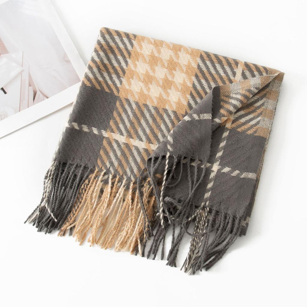New Korean Imitation Cashmere Scarf High End Versatile Plaid Shawl Couple's Long Winter Warm Scarf