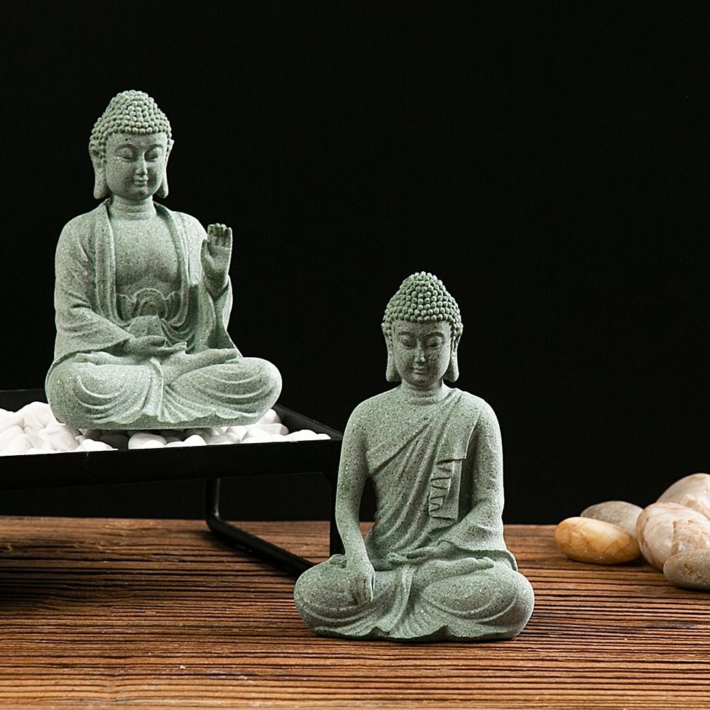 Oriental Culture Sandstone Buddha Green Sandstone Buddhist Ornament Tea Pet   Restaurant