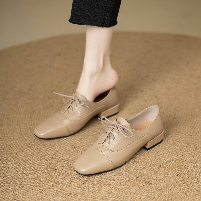 Туфли Krazing Pot из коровьей кожи с квадратным носком, размер 43, толстые низкие каблуки, модные офисные женские туфли с глубоким носком, осенние туфли-лодочки