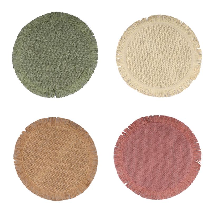 1шт домашний декор теплоизоляционный коврик бумажный тканый коврик для столовых приборов с кисточками и усами тарелка коврик