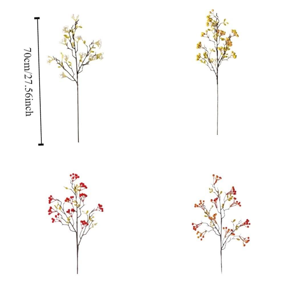 Long Branches Red Berry Bouquet Realistic Simulation Autumn Fruit Artificial Flower Plastic Decorative Artificial Plants Branch