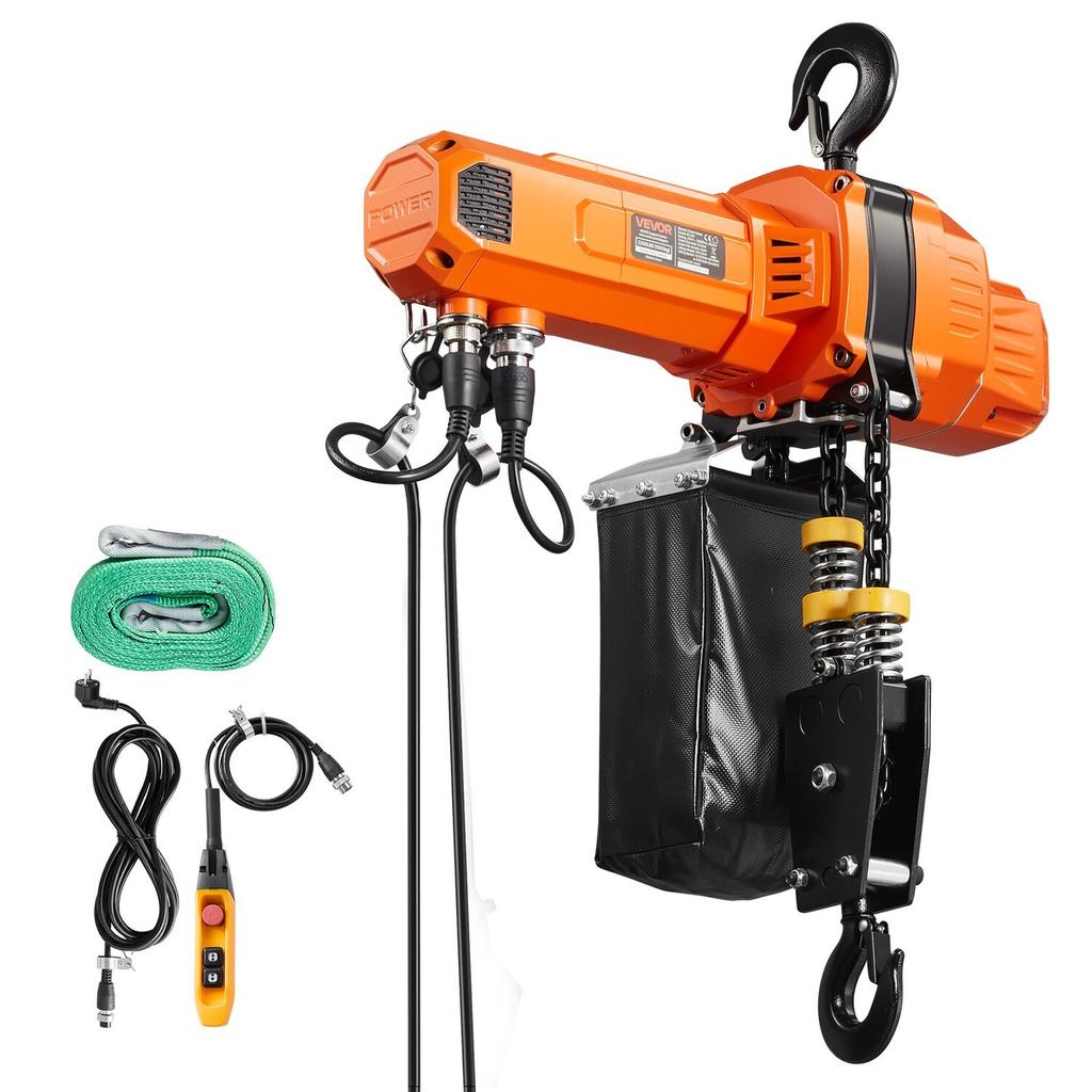 1000 kg Electric Chain Hoist, 6 m Lifting Height, 230V Single Phase Overhead Crane with 4.5 m Wired Remote Control, G100 Chain Electric Lift Hoist for