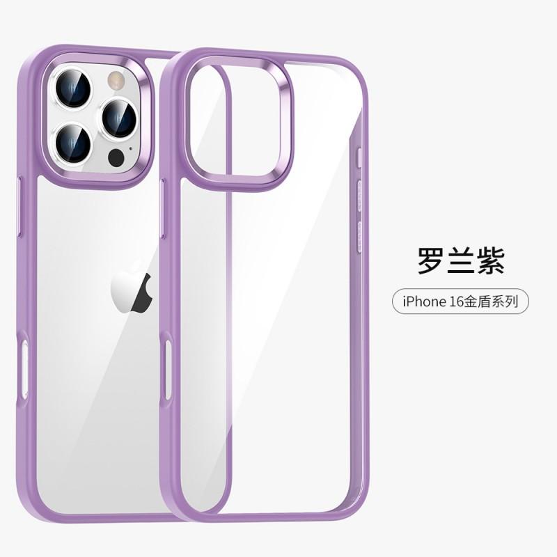Metal Frame Clear Phone Case IPhone 16 Pro Max 17 15 14 Shockproof Protective Cover