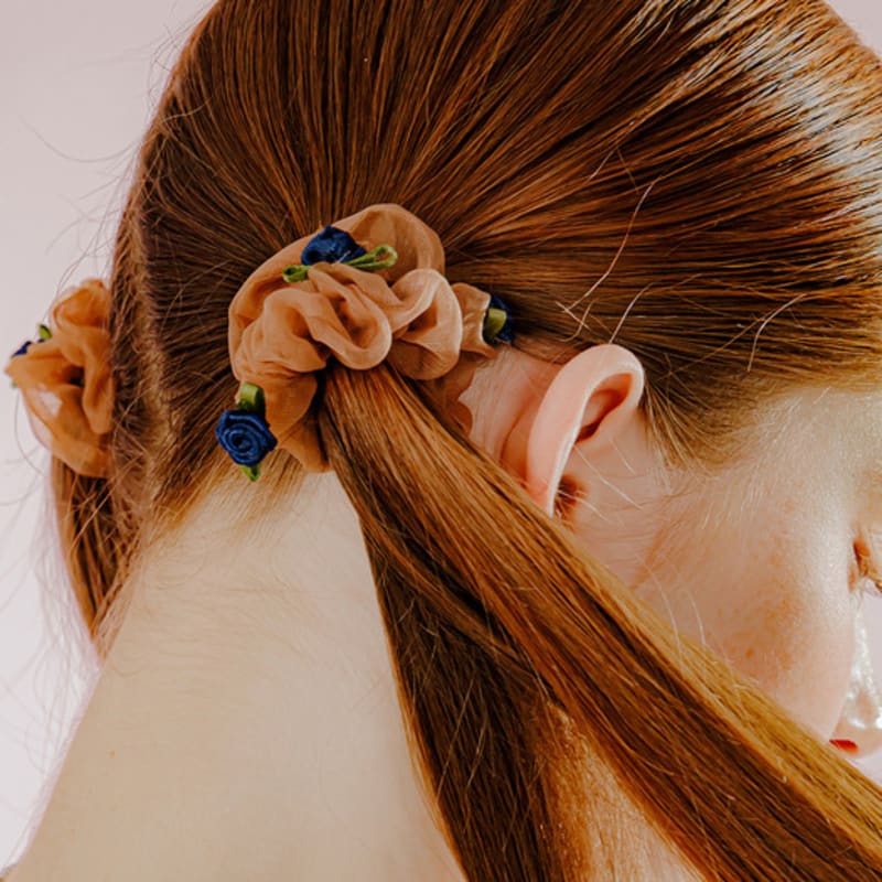 Прозрачная резинка-скранчи мини-роза mellotory (коричневый)